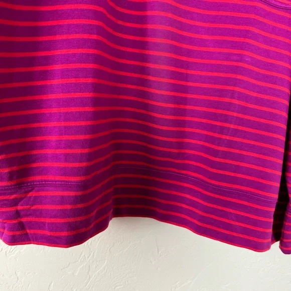 Gap Hoodie Cloud Light Pullover Sweatshirt Knit Striped Purple Red Jersey Fabric - Picture 4 of 8